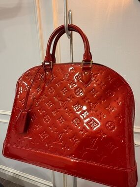 Louis Vuitton Red Patent Vernis Alma Satchel